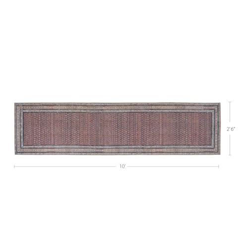 Rusty Rhythm 2'6" x 10' Burgandy Runner Rug - Persian-inspired design - size: 2'6" x 10' (Rectangular)
