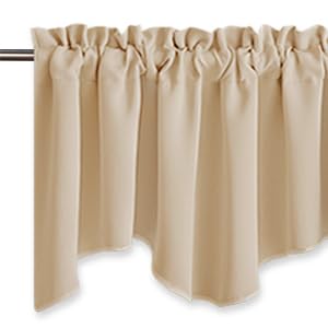 NICETOWN 2 Panels Biscotti Beige Kitchen Valances for Windows, 42W x 18L - color: Biscotti Beige, size: 42"W x 18"L (Pack of 2)