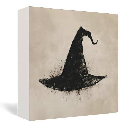 Halloween Witch Hat Wooden Box Sign Desk Decor,Witchy Room Decor - color: Witch Hat