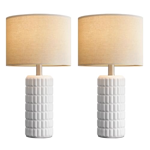 Seealle 23" Ceramic Table Lamps Set of 2, Lamps for Bedroom, Light White - color: Light White