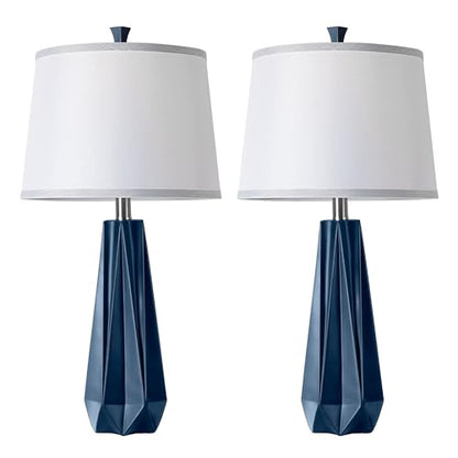 WIHTU 27'' Navy Blue Resin Table Lamps, Desk Lamps with 3 Color Temperature - color: Blue