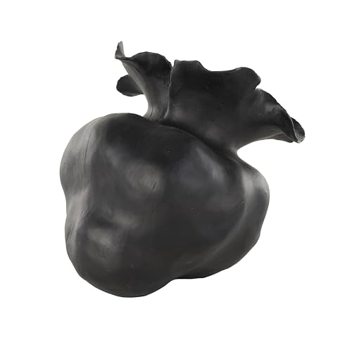 Deco 79 Ceramic Abstract Wide Rounded Floral Shaped Vase with Petal Rim, 8" x 10" x 9", Black - color: Black, size: 8" x 10" x 9"