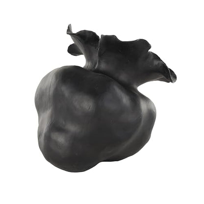 Deco 79 Ceramic Abstract Wide Rounded Floral Shaped Vase with Petal Rim, 8" x 10" x 9", Black - color: Black, size: 8" x 10" x 9"