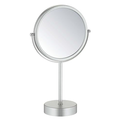 KIBI Free Standing Magnifying Makeup Mirror | Dual-Sided 1X/5X Magnification | 360° Rotating Vanity Mirror for Precise Grooming, Skincare & Beauty (Brushed Nickel, KMM103) - color: Brushed Nickel