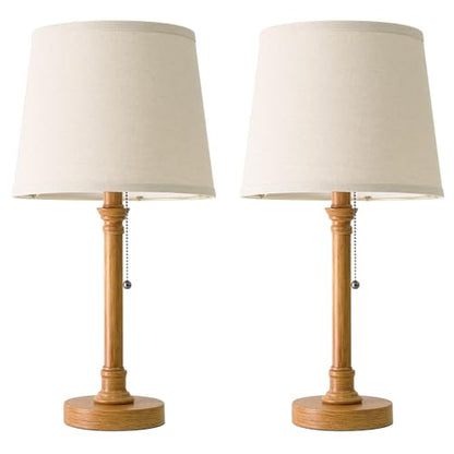 Oneach 19.5" Wood Grain Rustic Table Lamps Set of 2 for Living Room Bedroom - color: Wood Grain
