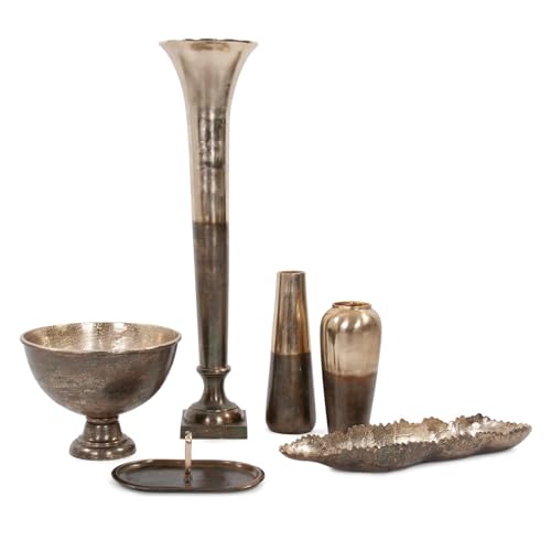 Howard Elliott Collection Golden Ore Oversized Fluted Vase, Aluminum with Ombre Gold to Bronze Finish, Tall Accent for Floor, Entryway or Living Room, 46.5H x 11.75W x 11.75D, Gold Bronze - size: Oversized Vase