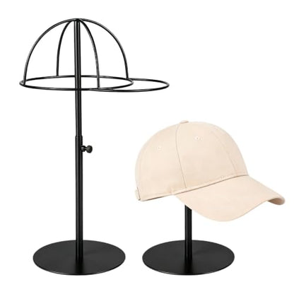 Cap Display Stand 2PCS Stainless Steel - color: Cap Stands - Black