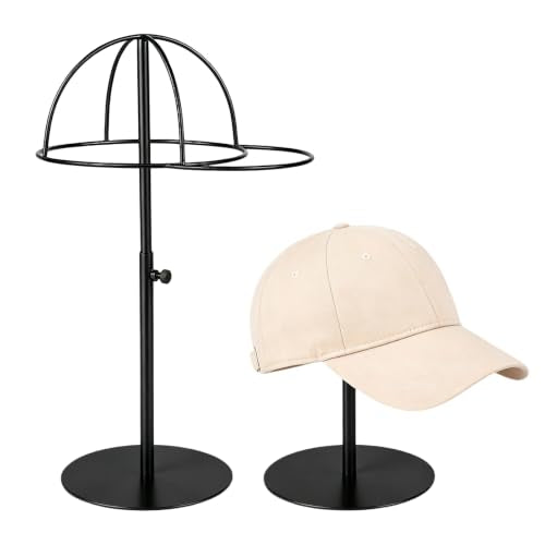 Cap Display Stand 2PCS Stainless Steel - color: Cap Stands - Black
