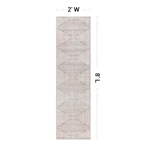 Rugshop Bohemian Stripes Non-Slip Washable Runner Rug Beige 2' x 8' - color: Beige, size: 2' x 8' (Rectangular)