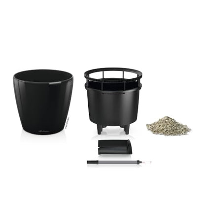 CLASSICO LS 21 Black High Gloss, Self-Watering Round Planter, D8.3 H7.9 in - color: Black High-gloss, size: D21 H20 cm