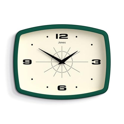 JONES CLOCKS® Movie wall Clock | Rectangular Retro Clock | 10" | Green - color: Eden Green