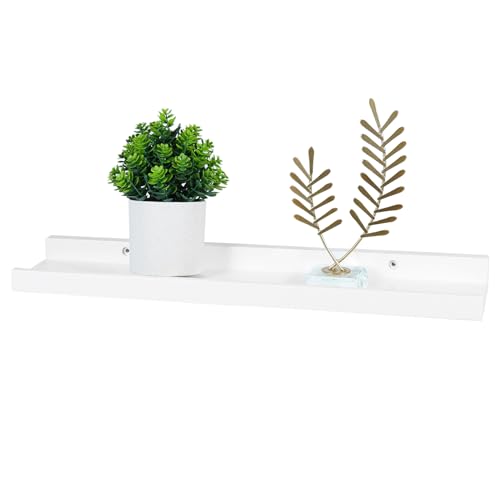 20-Inch White Solid Oak Wood Floating Shelf for Wall Decor - color: White, size: 20 inch