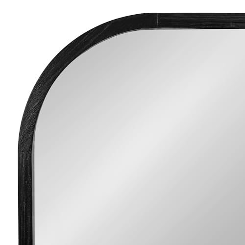Kate and Laurel Occonor Modern Wooden Arched Mirror, 36 x 28, Black, Transitional Arch Wall Mirror with Geometric Shape for Use as Bathroom Mirror for Vanity or Fireplace Mantel Mirror