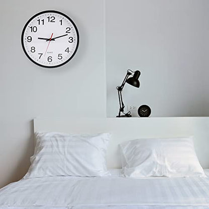 12 In Wall Clock,Analog,Silent Non Ticking,Battery Operated,Easy Read,Large - color: Black/White 12, size: 12"