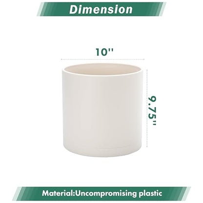 D'vine Dev Plastic Planter Pot with Saucer, 10 in, Oatmeal, 74-X-H-2 - color: Oatmeal, size: 10 Inch