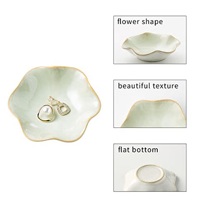 BEUNAIZER Jewelry Dish Tray, Ring Dish, Ceramic Trinket Tray, Key Bowl - color: Light Green