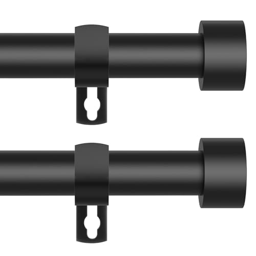 Black Curtain Rods for Windows 28 to 48 Inch,2 Pack 5/8 Inch Diameter Small Curtain Rod Set,Heavy Duty Drapery Rods with Brackets for Bedroom, Living Room, Kitchen,Patio - color: Black, size: 28-48"(2 Pack)