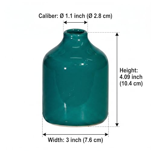 Sunddo Small Green Ceramic Bud Vase, 4 Inch - color: Dark Green, size: 4 inch