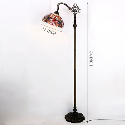 WERFACTORY Tiffany Floor Lamp Blue Pink Stained Glass Arched Lamp
