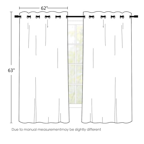 SimpleHome Cream 100% Blackout Curtains Room Darkening Living Room 63 Inch - color: Cream, size: 62"W x 63"L (Pack of 2)