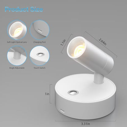 Olafus 2 Pack LED Wireless Spotlight Indoor with Timer/Remote, White - color: White