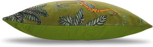 Velvet Floral Flower Green Jungle Throw Pillow Sofa Cushion Cover Case Couch Bohemian Accent Colorful Boho Chic Indian Handmade Cover Only (18" x 18") - size: 18" x 18" (Pack of 1)