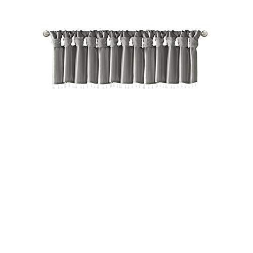 Madison Park Faux Silk Valances for Windows with Beads, 50x26 Charcoal - color: Charcoal, size: 50"W x 26"L (Pack of 1), style: Valance