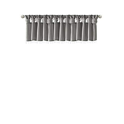 Madison Park Faux Silk Valances for Windows with Beads, 50x26 Charcoal - color: Charcoal, size: 50"W x 26"L (Pack of 1), style: Valance