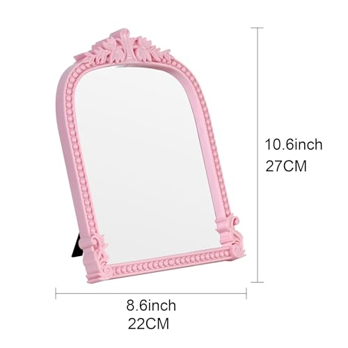2Pack Pink Plastic Arched Makeup Mirror (10.6" L x 8.3" W) - color: Pink-2pack