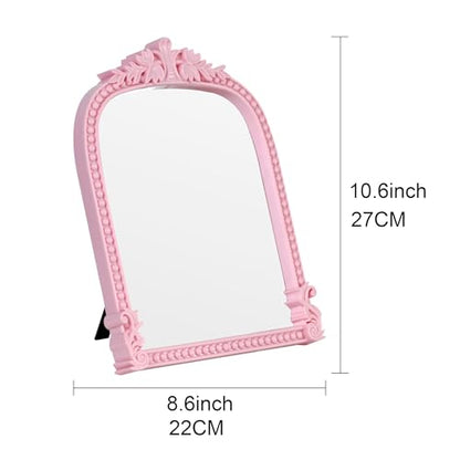 2Pack Pink Plastic Arched Makeup Mirror (10.6" L x 8.3" W) - color: Pink-2pack