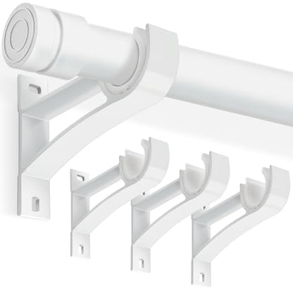 KOLAKO Curtain Rod Brackets Set of 4 White Heavy Duty Single Rod Holders Hooks for 1 Inch Drapery Rods - color: White, size: Set of 4