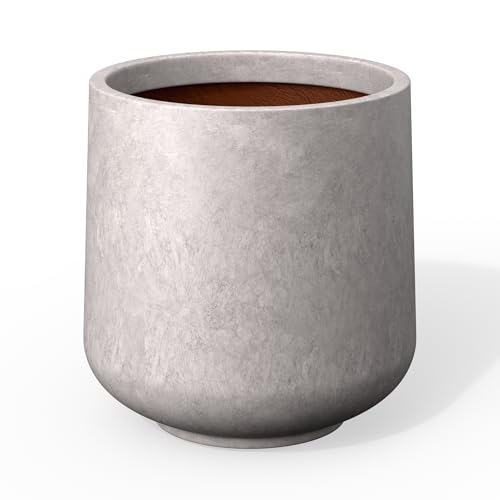 Kante CON Gray Concrete Planter 13" Dia All-Weather Round Accent Pot - color: Light Gray, size: 13” Dia