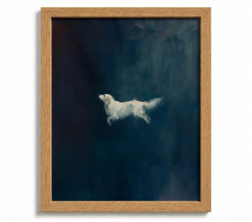 Wood Framed Wall Art Zoomies Dog Wall Decor, Moody Pet Canvas Art, 8x10in - color: White Dog, size: 8x10in