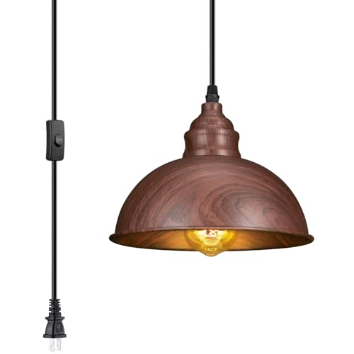 Plug in Pendant Light, 15FT Hanging Lights, On/Off Switch - color: Brown