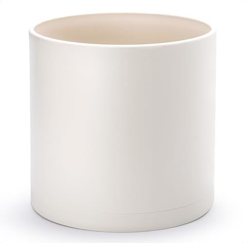 D'vine Dev Plastic Planter Pot with Saucer, 14 in, Oatmeal, 74-X-H-4 - color: Oatmeal, size: 14"