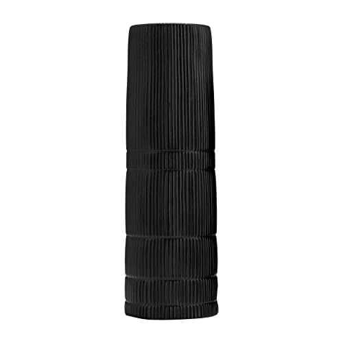 Sagebrook Home 세라믹 45.7cm(18인치) 높이 안감 실린더 꽃병, 매트 블랙, 실린더, 세라믹, 컨템포러리, 길이 15.2cm(6인치) x 너비 15.2cm(6인치) x 높이 45.7cm(18인치), 라인 - color: 블랙., size: 18.0" H