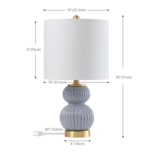 JONATHAN Y Daphne Ribbed Gourd Metal/Glass Table Lamp 20", Gray - color: Gray