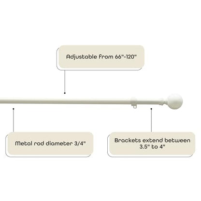 Buono II Morgan Antique White Rod & Finial 66-120 in, Finials - size: 66-120, style: Morgan Antique White