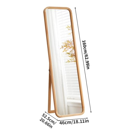 Anwick Full Length Floor Mirror Wood Frame Standing Mirror Natural 63 in - color: Natural