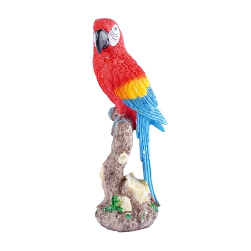 Resin Parrot Statue Fake Bird Tropical Decor Macaw Figurine - style: Black mouth