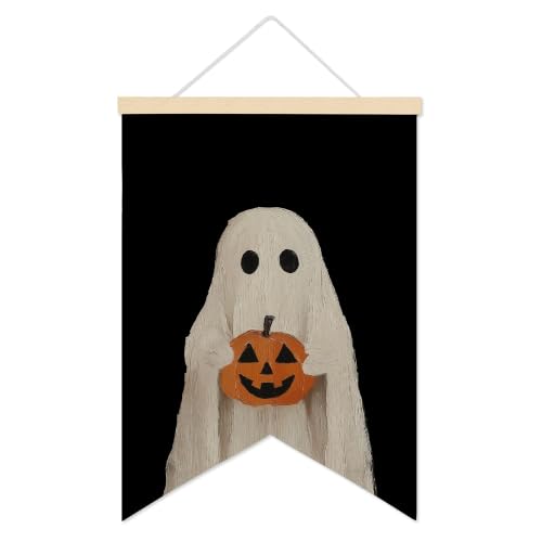LARNDUMAMA Halloween Ghost Pumpkins Wall Art Canvas Banner Poster, 12x16 In - color: ghost2
