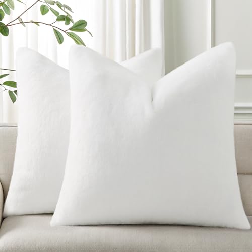 Pallene Faux Fur Decorative Throw Pillow Covers 20x20 Set of 2, White - color: White, size: 20" x 20" (Pack of 2)