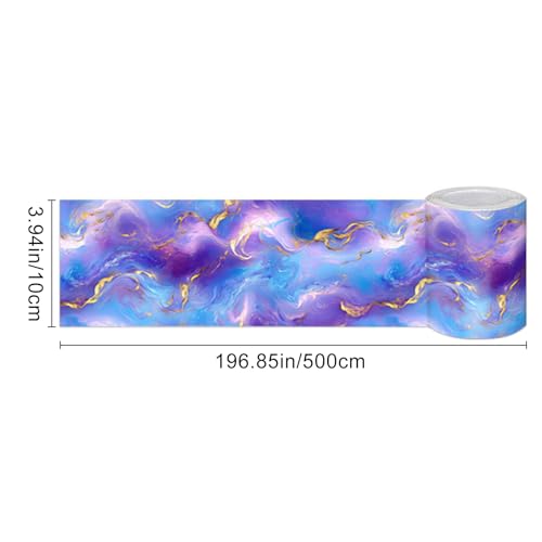 HOMETITUTE Peel and Stick Wallpaper Border 4x196in Purple Marble Pattern - color: blue-violet