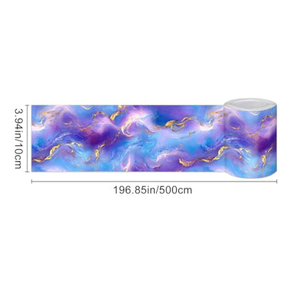 HOMETITUTE Peel and Stick Wallpaper Border 4x196in Purple Marble Pattern - color: blue-violet