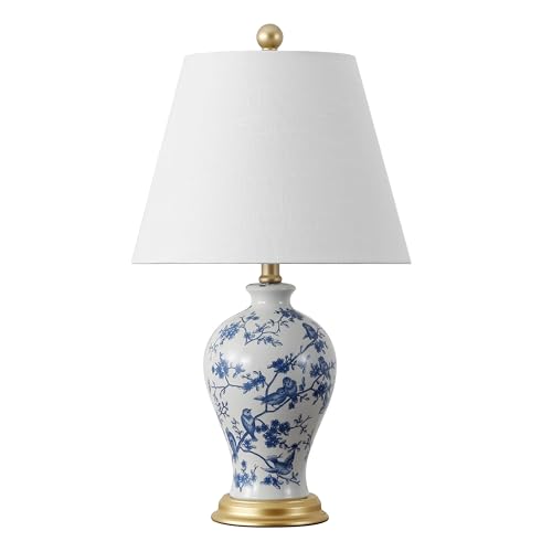 JONATHAN Y Grace 24" French Country Floral Urn Ceramic Lamp, Blue/White - color: Blue/White