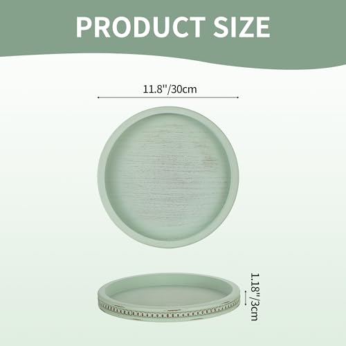Hanobe Sage Green Decor Tray, Beaded Edge & Distressed Finish - color: Sage Green