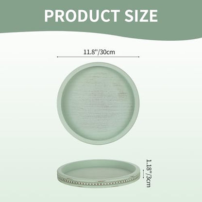 Hanobe Sage Green Decor Tray, Beaded Edge & Distressed Finish - color: Sage Green