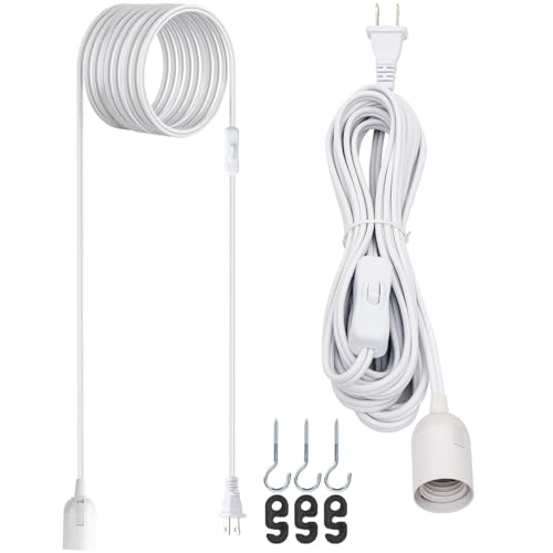 JACKYLED 20Ft UL Approval Extension Hanging Lantern Pendant Light Lamp Cord - style: 20Ft-White