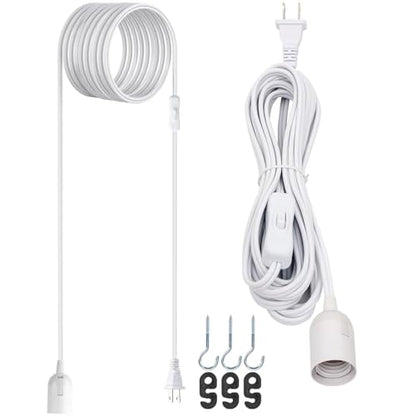 JACKYLED 20Ft UL Approval Extension Hanging Lantern Pendant Light Lamp Cord - style: 20Ft-White