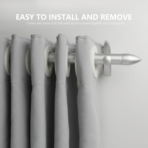 Modern Adjustable Curtain Rod Set 16 to 120 Inches, Sleek Window Rod for Bedroom, Living Room, Silver - color: SILVER, size: 16" to 120"